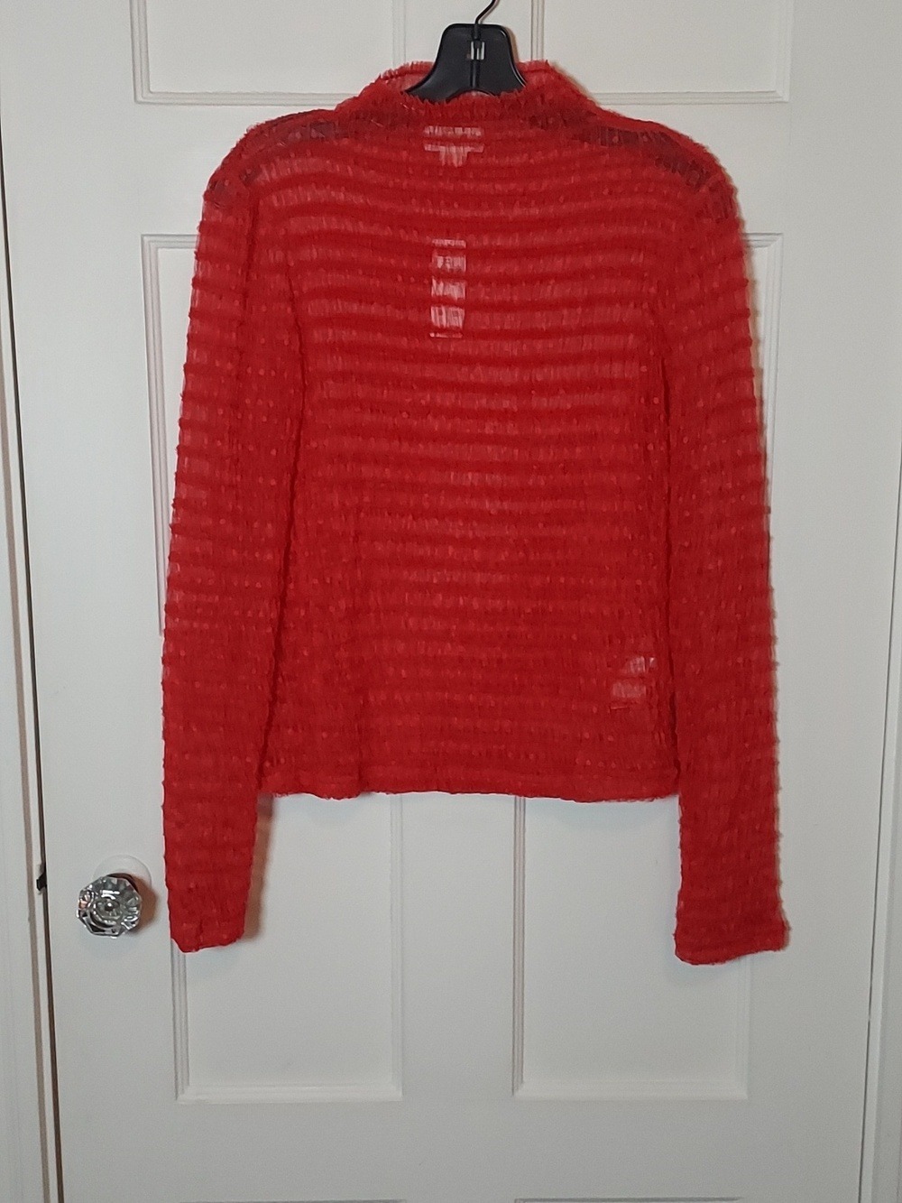 Maeve Anthropologie Women's Long-Sleeve Polka Dot Mesh Top Sheer Size Medium - Picture 6 of 16